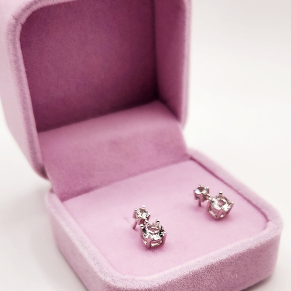 Dual Crystal 925 Silver earrings - Picture 7 of 8